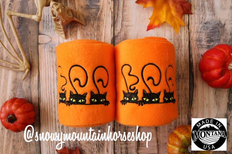 Embroidered Halloween Polo Wraps / Stable Wraps, Set of 4 OR Set of 2, Standard Horse Size Choose Design and Color image 3