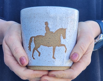 Hand Thrown Ceramic Mug, Horse Mug Handmade, Show jumping, Horse Lovers Mug, Dressage Horse 18oz
