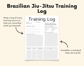 Brazilian Jiu Jitsu Training Log | Digital Download