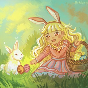 Zironka-Hasen-Osterkarte – Süße ukrainische digitale Postkarte mit Folk-Art-Eiern und Frühlingshasen | Sofortiger Download druckbarer Kunst