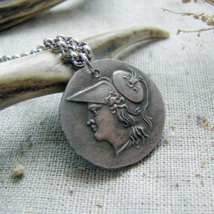 Athéna et Artémis copie grecque antique de pièce pendentif collier bijoux spirituel argent bijoux gothiques cérémonielle wiccan amulette