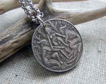 Faun Witch Hobo nickel coin pendant necklace jewelry spiritual silver gothic jewellery ceremonial magic occult amulet