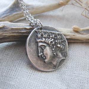Hera coin pendant goddess ancient Greece copy of coin necklace, greek jewelry spiritual silver gothic jewellery ceremonial meditation amulet