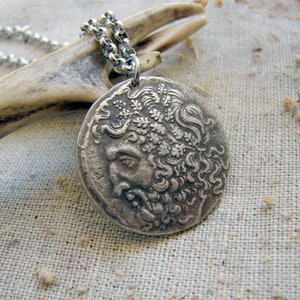 Zeus and Dione ancient Greece copy of coin pendant necklace jewelry spiritual silver gothic jewellery ceremonial wiccan amulet