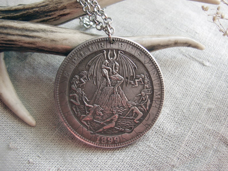 Witches in Sabbath Coven Devil Hobo Nickel Coin Pendant Necklace ...