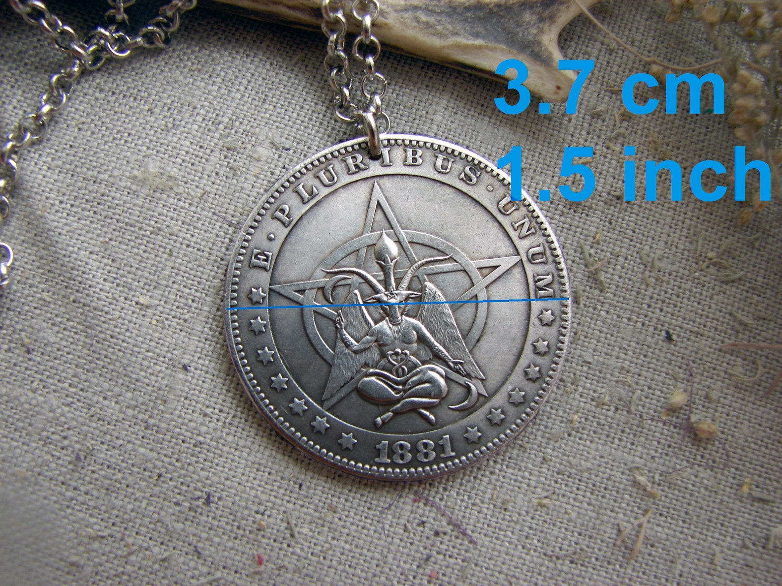 Lucifer Pentagram Hobo Nickel Coin Pendant Necklace Witch Jewelry ...