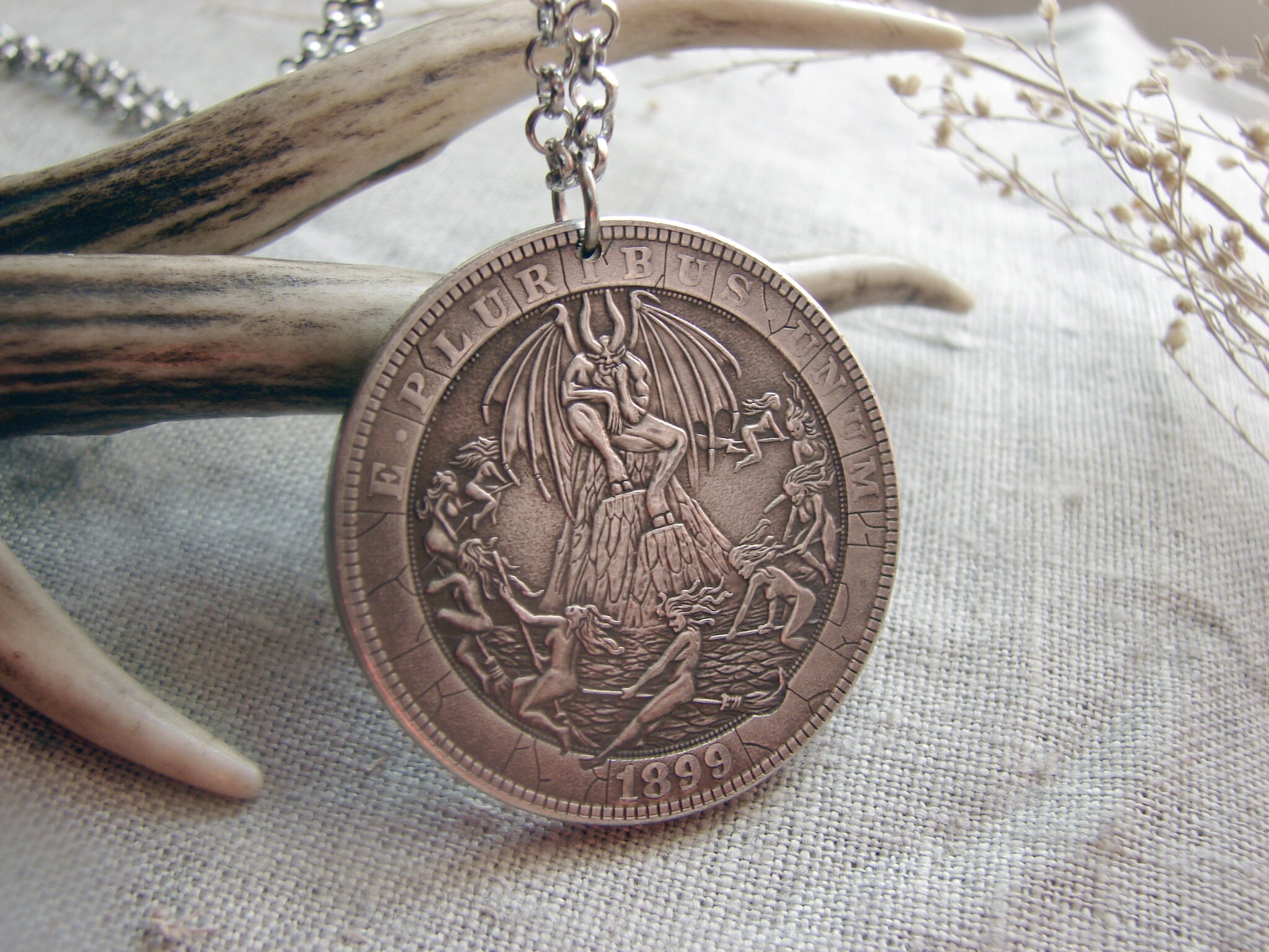 Witches in Sabbath Coven Devil Hobo Nickel Coin Pendant Necklace ...