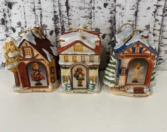 Vintage M.I. Hummel Christmas Ornaments Bavarian Village Heirloom Set 5 1999