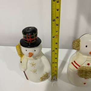 Hallmark Snowman Salt & Pepper Shakers Vintage Retro Christmas Holiday Winter image 10