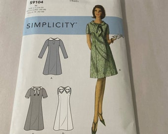 Simplicity 9104 1960's Reprint Dress 14-22 Women's Vintage Retro S9104 NEW Uncut