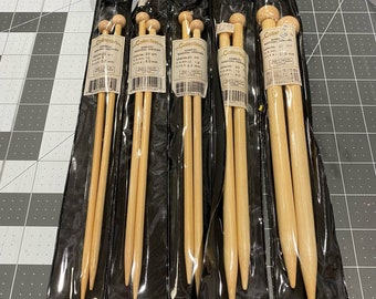 Knitting Needles Bamboo Straight Lot of 5 Sets Japan SRK The Collection Vintage