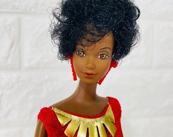 Black Barbie Doll Vintage 1980 W/ Original Outfit Jewelry Shoes Steffie Face