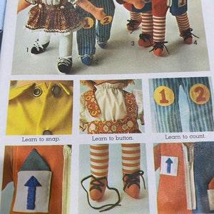 Simplicity Sewing Pattern 9137 Vintage Rag Doll Clothes Learning Uncut image 4