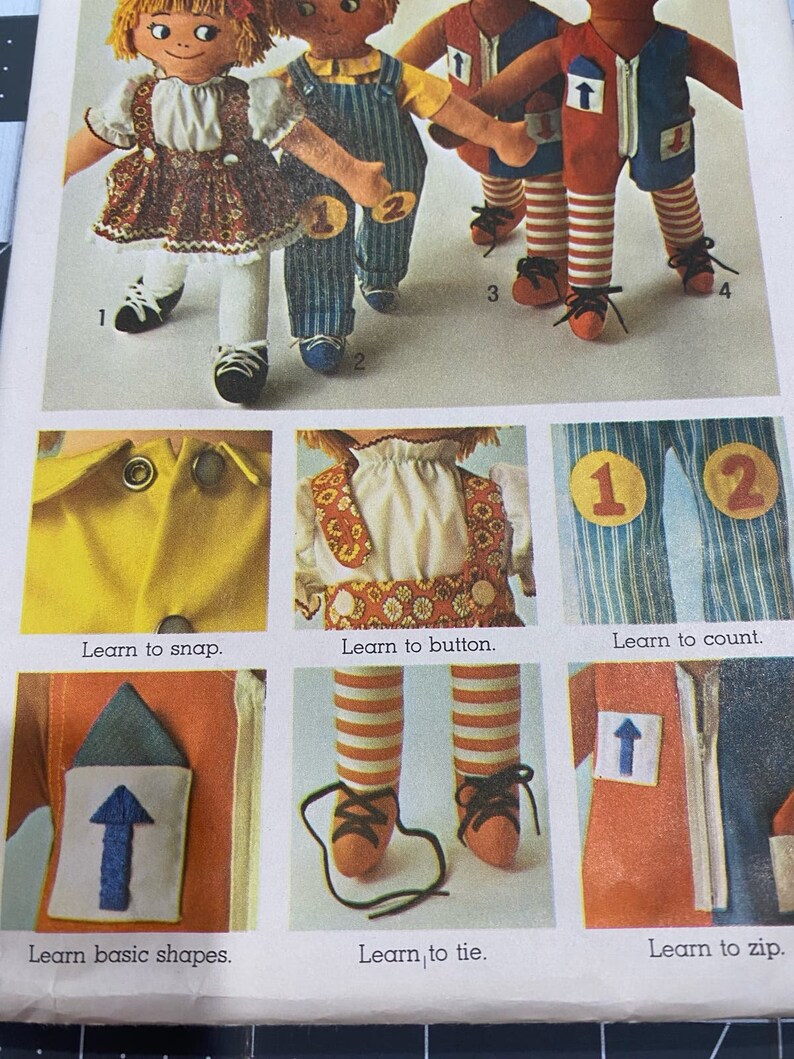 Simplicity Sewing Pattern 9137 Vintage Rag Doll Clothes Learning Uncut image 4