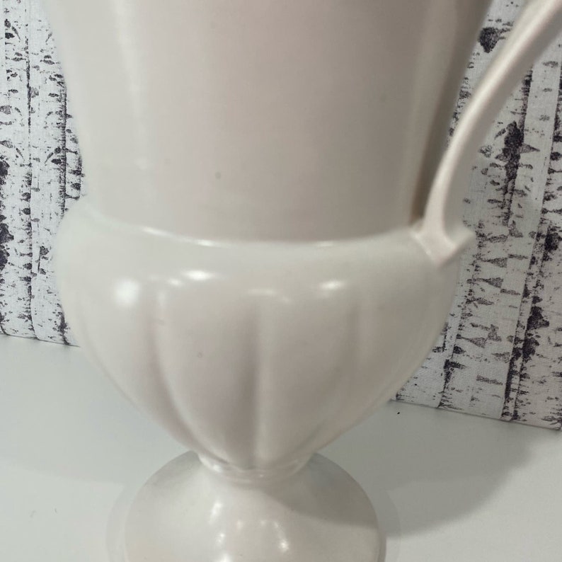 Roseville Pottery Vase USA 10.5 8 White Cream Grecian Vintage image 3