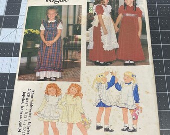 Little Vogue Sewing Pattern Vintage 2823 Uncut Size 3 Dress Pinafore Ruffles