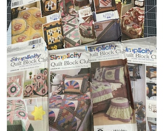 Simplicity Sewing Patterns Quilt Block Club Lot of 8 Vintage Uncut Quilting