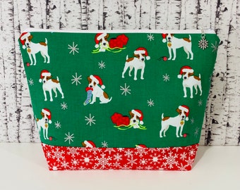 Project Bag fro Christmas, Knitting Bag, Knitting Project Bag, Dog Project Bag, Zippered project bag, Yarn Tote, Crochet Bag, Yarn Tote