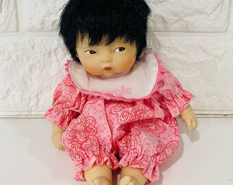 Corolle Baby Doll Asian 8" Vintage Small Mini Soft Bean Bag Body Vinyl Head 2004