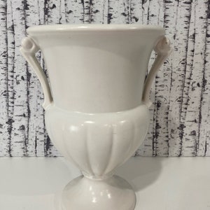 Roseville Pottery Vase USA 10.5 8 White Cream Grecian Vintage image 1