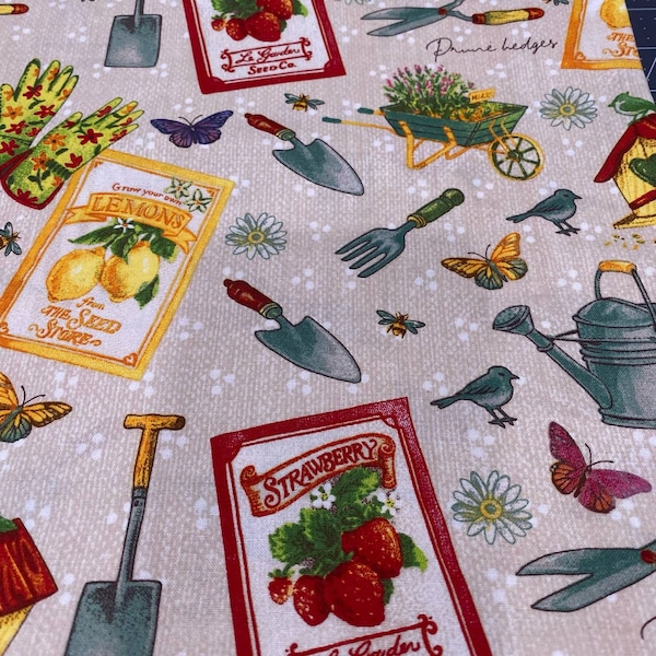 Gardening Themed Quilting Fabric Etsy