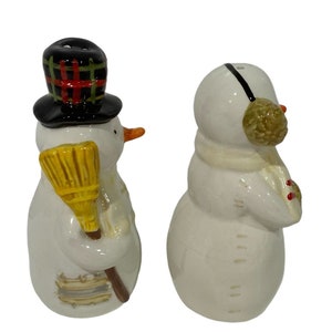 Hallmark Snowman Salt & Pepper Shakers Vintage Retro Christmas Holiday Winter image 3
