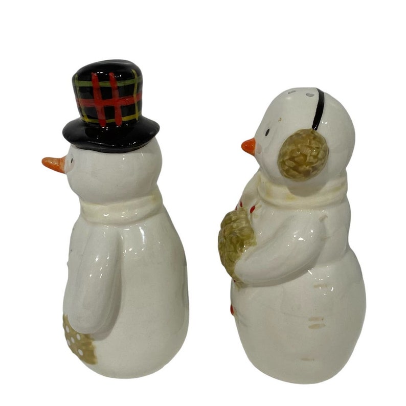 Hallmark Snowman Salt & Pepper Shakers Vintage Retro Christmas Holiday Winter image 4