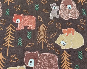 Bear Fabric Camping Outdoors Quilting Sewing 100% Cotton Momma Bear 1 yard