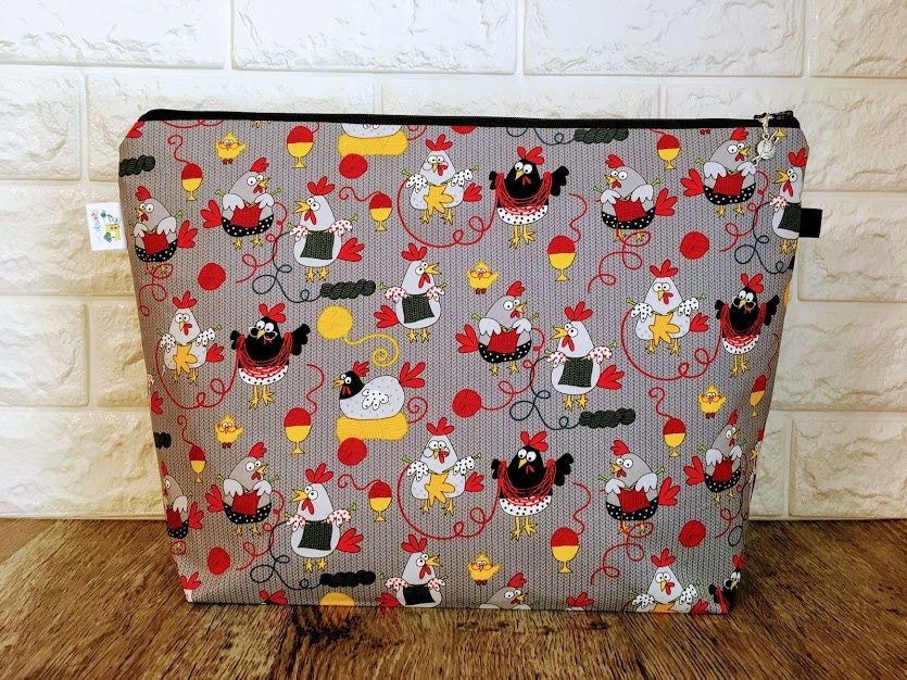 Large Zippered Knitting Project Bag Knitting project bag Etsy