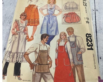 McCalls Vintage Apron Sewing Pattern 8231 Uncut Retro