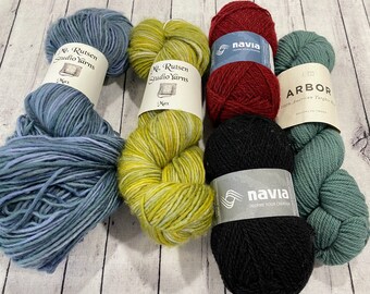 De stash yarn, DK wool yarn destash, 5 skeins wool yarn, destash DK wool yarn for knitting crocheting hats, scarves , gloves, colorwork