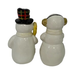 Hallmark Snowman Salt & Pepper Shakers Vintage Retro Christmas Holiday Winter image 2