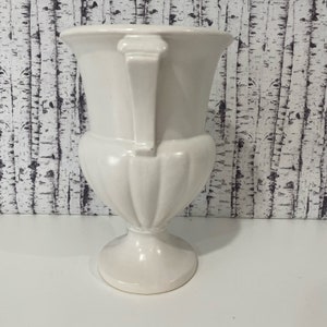 Roseville Pottery Vase USA 10.5 8 White Cream Grecian Vintage image 6