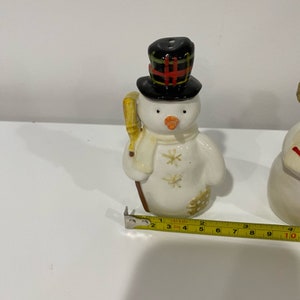 Hallmark Snowman Salt & Pepper Shakers Vintage Retro Christmas Holiday Winter image 9