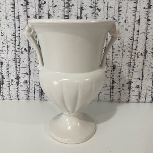 Roseville Pottery Vase USA 10.5 8 White Cream Grecian Vintage image 9