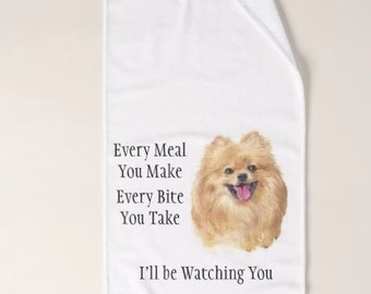 Pomeranian Kitchen Hand Towel Red