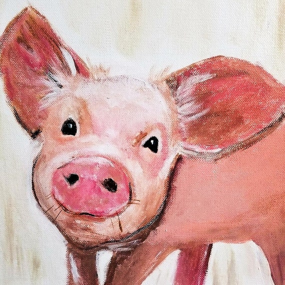 Pig art pig canvas Pig print Pig Painting Pig Gift Pig | Etsy