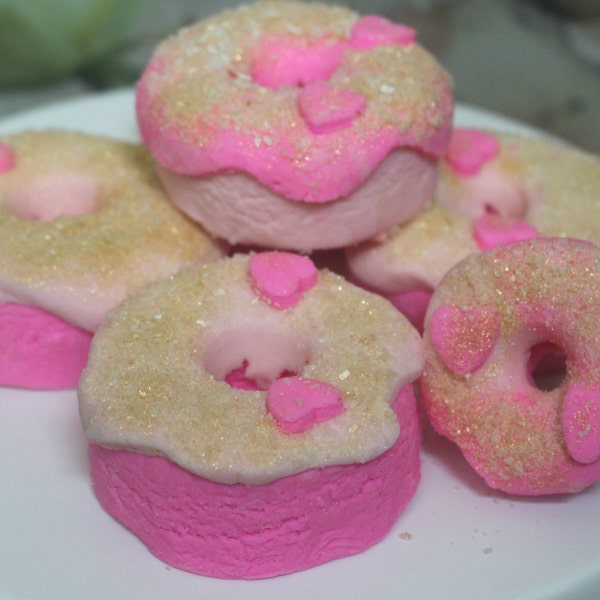 Pink Donut Bubble Bars, Pink bubble bar, hot pink bubble bars, donuts bubble bars,bubble bath, frothy bubbles