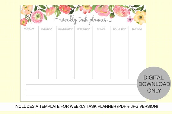 Weekly Planner 2021 Weekly Plan Template Weekly Planner | Etsy