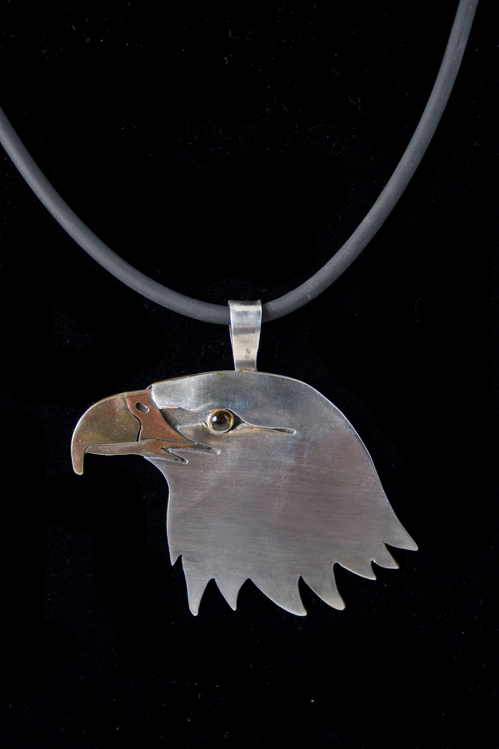 Silver Brass and Citrine Bald Eagle Head Pendant Necklace Etsy Singapore