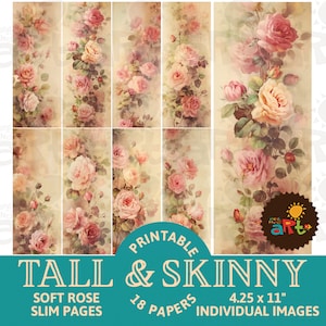 Papeles de diario finos y altos para imprimir en tonos rosa suave y rosas para hacer libros, manualidades y álbumes de recortes. Kit de papel digital
