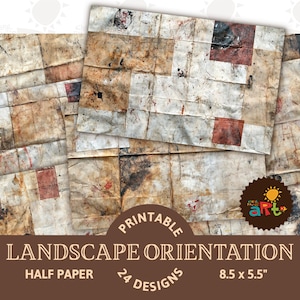 Kit digital para decoupage, páginas de libros, álbumes de recortes, textura sucia, estilo 2, collage, imprimible, diario basura, horizontal, mitad de papel