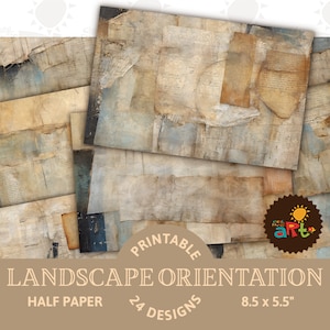 Ephemera Scraps Hauch von Blau Collage druckbares Junk Journal Horizontale Hälfte Papier, Digital Kit, Handwerk, Buch Seite, Gästebuch, Hintergrund