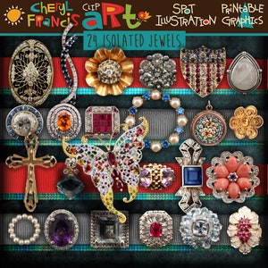 Juweel Edelstenen Bling Clip Art Graphics Afdrukbare paginadecoratie