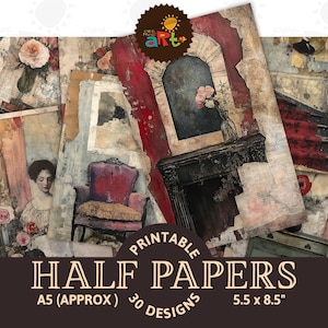 Decoración del hogar, estilo scrapbooking, elegancia, collage, imprimible, diario basura, medio papel, efímera, kit de álbum de recortes, fondo de página de libro, decoupage, manualidad