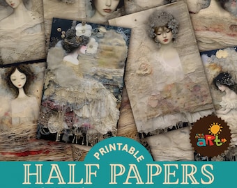 Puede incluir: Paquete de papel digital imprimible con 12 imágenes de chicas con estética vintage. Cada imagen es de tamaño aproximado A5 (5,5 x 8,5 pulgadas) y se puede utilizar para scrapbooking, creación de tarjetas y otros proyectos de manualidades.