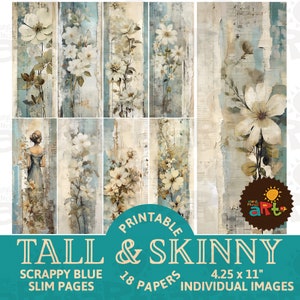 Kit de papel digital para collage de Scrappy Blues, para imprimir en papel de diario fino y alto, para hacer libros, manualidades y álbumes de recortes