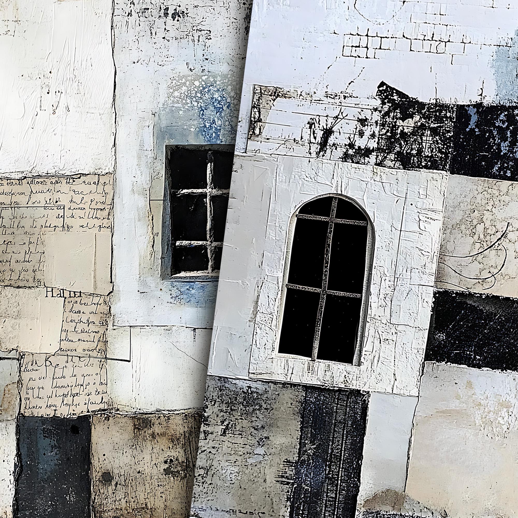 Mixed Media Abstract House Collage Printable Junk Journal Half Paper ...