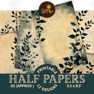 Folhas Enroladas Amareladas Efêmeras Espaço em Branco Imprimível Diário de Lixo Meio Papel Scrapbook Cartões Decoupage Livro de Artesanato Fundo de Mídia Mista