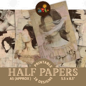 Retrato Rosto Oculto Colagem Sem Nome Rosa Imprimível Diário de Lixo Meio Papel Scrapbook Kit Digital Fundo de Livro Decoupage Artesanato Colagem